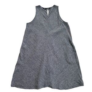 Lands’ End Womens XL (18) 100% Linen Blue Sleeveless Tank Swing Dress W/Pockets